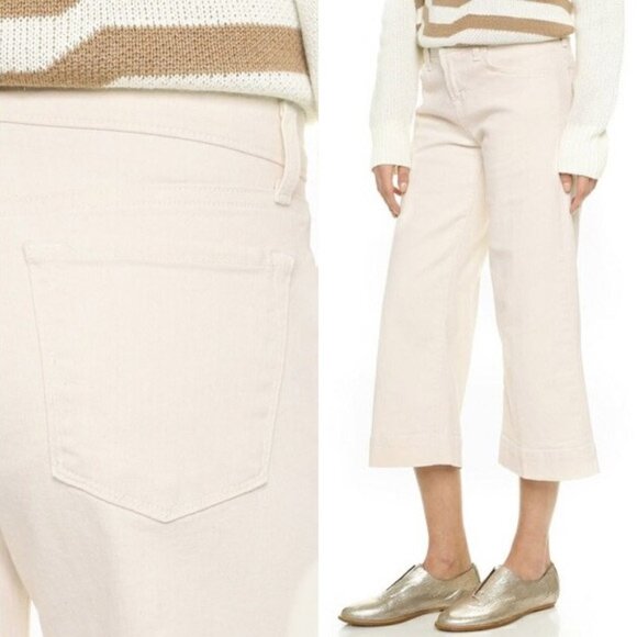 J Brand Liza Wide Leg Crop Culottes Jeans Size 32 Mystify Cream Ecru Boho $198 - Picture 2 of 15